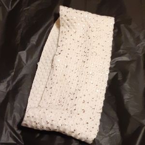 White Scarf with gold sequins